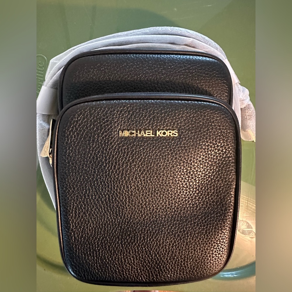 Michael Kors Jet Set Travel $398 Medium Signature Logo Crossbody Blaxk NWT